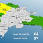 Cuatro provincias en alerta amarilla y nueve en verde, incluyendo el Distrito Nacional