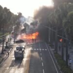 Un camión de combustibles se incendia en el Malecon con saldo preliminar de dos fallecidos