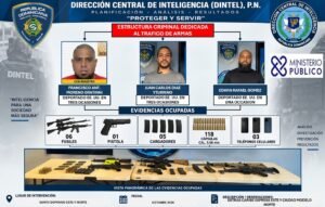 Policía Nacional ocupa 11 armas de fuego, incluidos cinco fusiles y una subametralladora, durante operativos de DINTEL; cinco detenidos